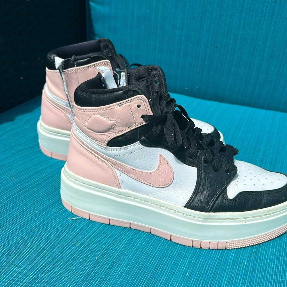 Nike Jordan Black and Pink Hightop platform sneaker with side zipper